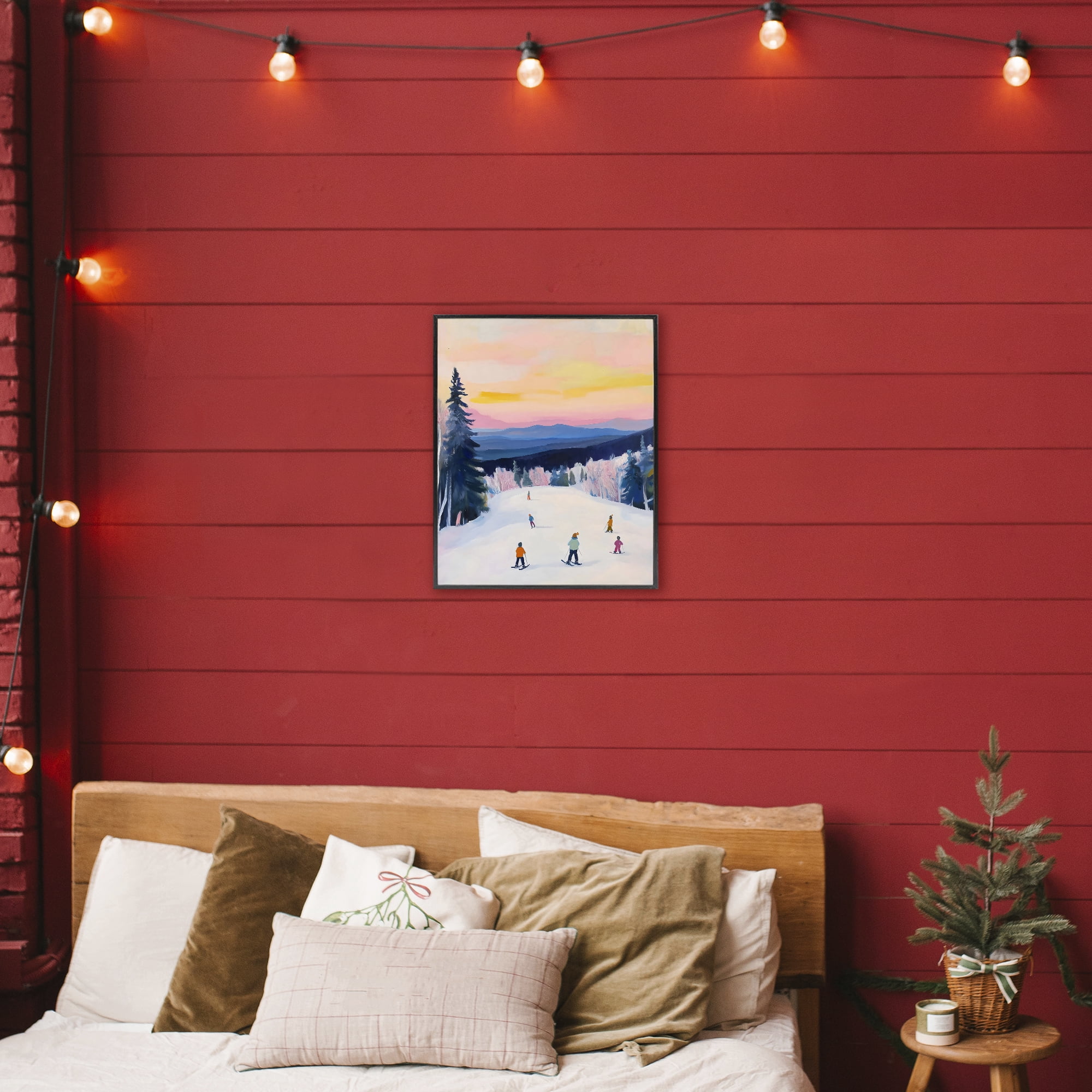 Stupell Industries Snowy Mountain Skiers at Sunset Black Framed Giclee Art, design by The Prints Vibe