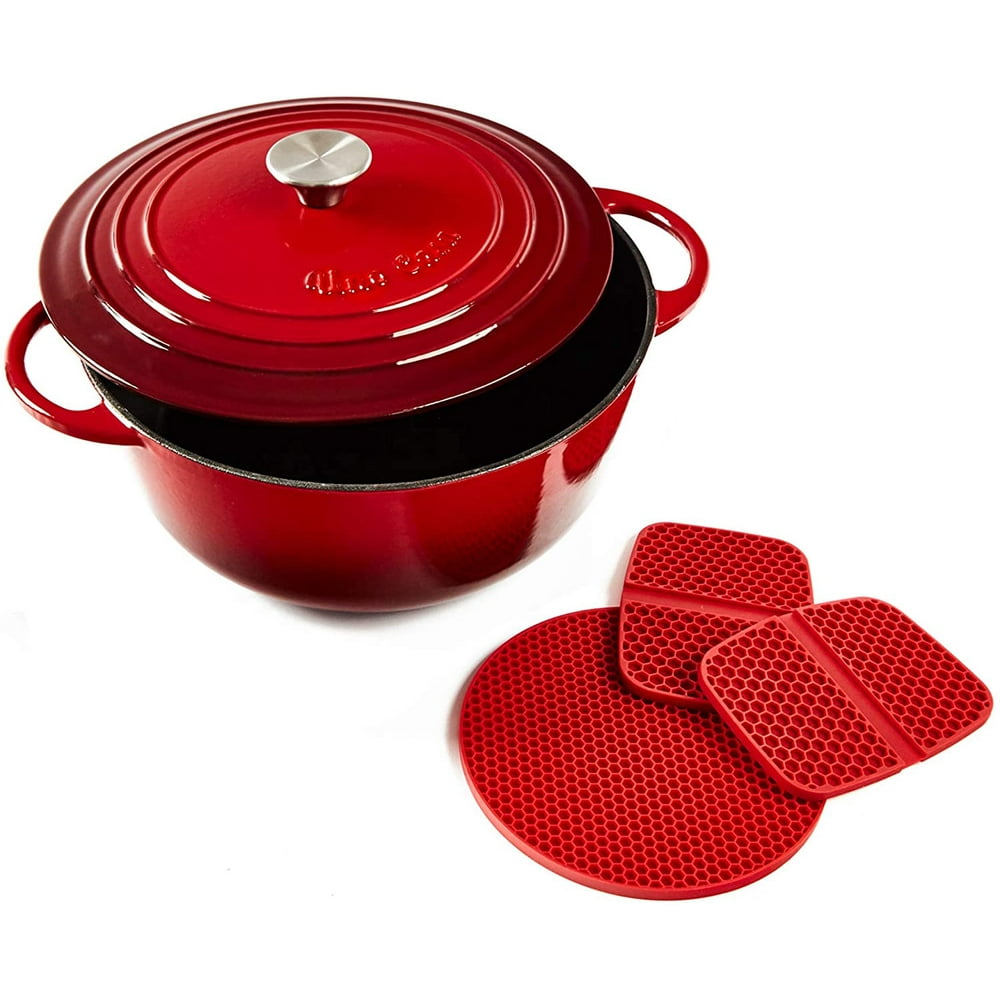 Uno Casa Enameled Cast Iron Dutch Oven with Lid 6 Quart Enamel Coated