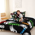 thumbnail image 4 of Erosebridal Black Soccer Full Size Comforter Sets, Sport Bedding Sets for Boys and Girls, Black Reversible 3pcs, 1 Comforter and 2 Pillowcases, 4 of 6