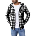 thumbnail image 3 of Women's Plaid Print Long Sleeve Hooded Jacket Coat Blouse Tunic Top Casual Daily Wear Streetwear Loungewear Travel Fashion Essential Gift for Ladies | CSEONE,Gray XL, 3 of 8