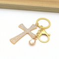 thumbnail image 1 of Bling Rhinestone Cross Keychain Heart Glitter Braided Lanyard Keychain for Women Gold Plated Cute Key Chain, 1 of 4
