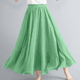 thumbnail image 2 of Womens Plus Size Maxi Skirt Long Skirts for Women Trendy Elastic Waist Boho Skirts Casual Vacation Solid Color High Waisted Womens Vacation Beach Long Skirts, 2 of 4