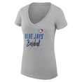 thumbnail image 2 of Women's G-III 4Her by Carl Banks  Heather Gray Toronto Blue Jays Team Graphic V-Neck Fitted T-Shirt, 2 of 3