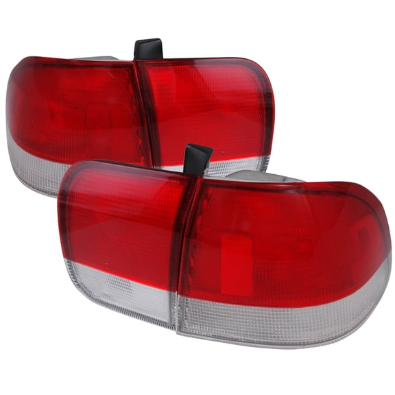 4 DOOR - RED AND CLEAR TAIL LIGHTS Made for and Compatible with 96-98 HONDA CIVIC