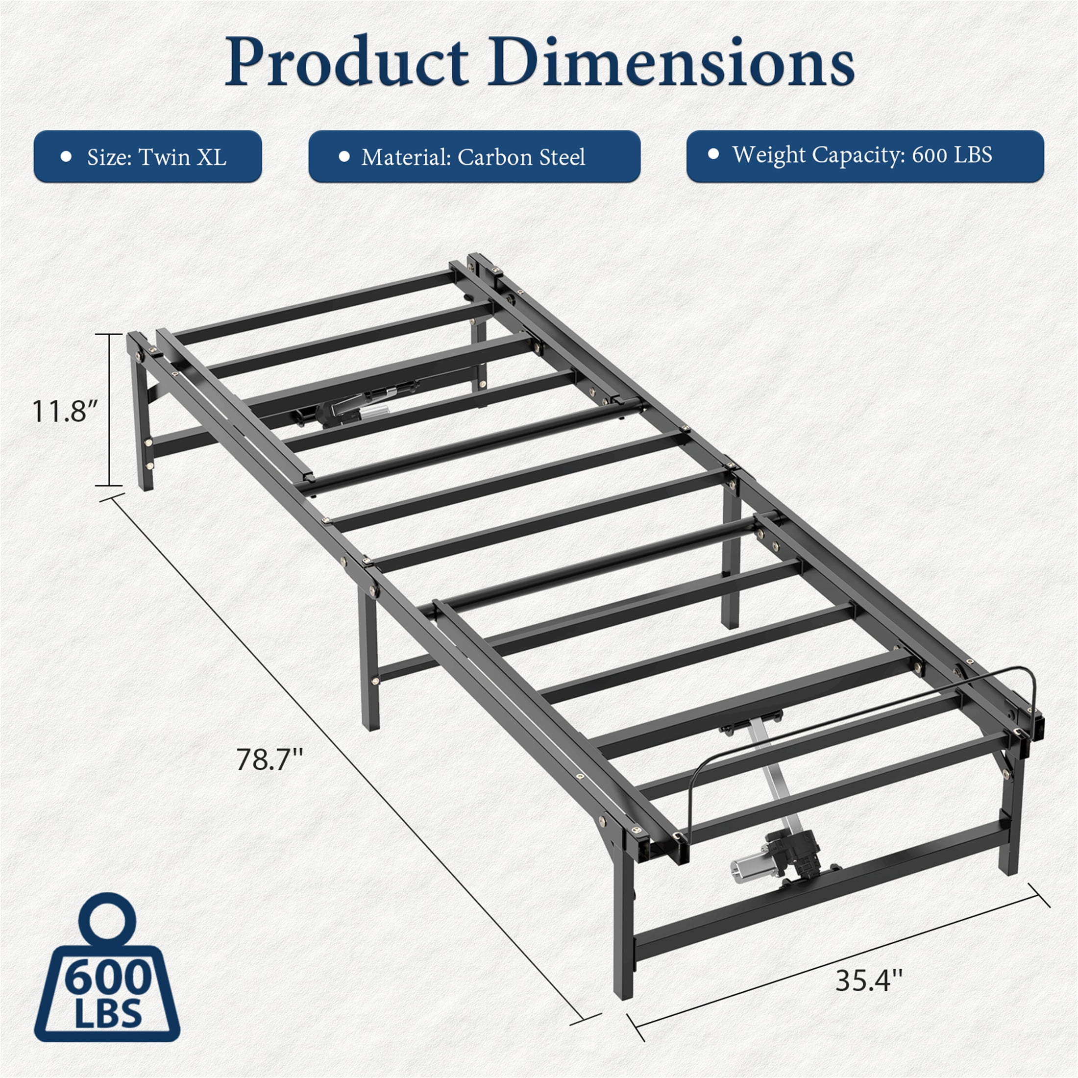 Yeahumalia Motorized Adjustable Bed Base Frame with Wireless Remote, Head and Foot Incline, Twin