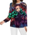 thumbnail image 3 of Demon Slayer Women's Pajama Top 3D Digital Print Sleepwear Trendy Crewneck Pullovers Long Sleeve Shirts 5XL, 3 of 8