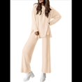 thumbnail image 3 of Conjuntos de Dos Piezas para Mujer, Camisetas de Larga A Juego, Pantalones Anchos y Chándales, Ropa de Otoño. Albaricoque S, 3 of 10