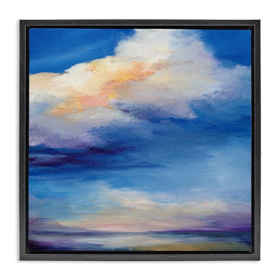 Stupell Industries Pastel Clouds in Vivid Sky Landscape & Nature Painting Black Floater Framed Canvas Art Print Wall Art, 18 x 18