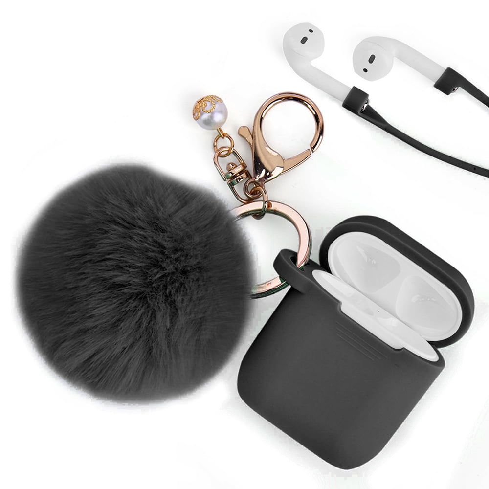 For Airpod Case, LUXMO 2019 Upgrade Cute Airpods Case Cover with Pom Pom Keychain Strap ...