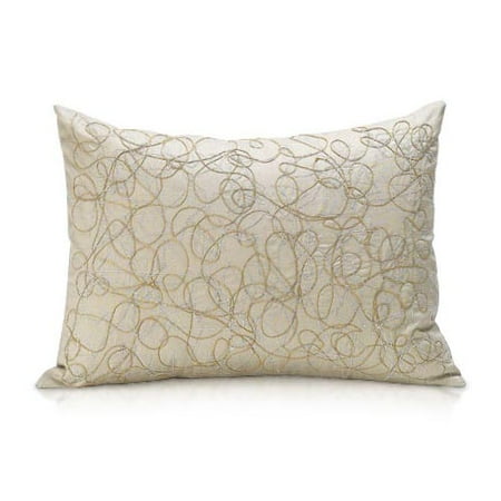 Eco Organic Scribble String Decorative Pillow With Down Fill, Parchment