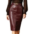 thumbnail image 3 of ZHOGXU Women's High Waist Midi Pencil Skirt Faux Leather Bodycon Split Back Skirts For Party Daily Wear,M, 3 of 4