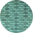 thumbnail image 1 of Ahgly Company Machine Washable Indoor Round Transitional Medium Turquoise Green Area Rugs, 3' Round, 1 of 7