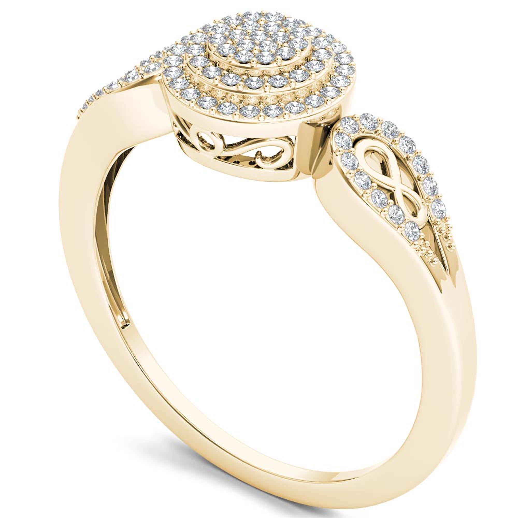 1/5ct TDW Diamond 10K Yellow Gold Halo Engagemet Ring