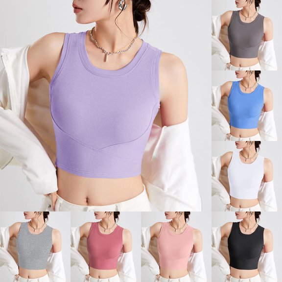Aboser Womens Workout Tank Top with Built in Bra Slimming U Neck Yoga Shirt Athletic Gym Tank Tops for Women Layering Tanks Stretch Casual Sleeveless Basic Tees