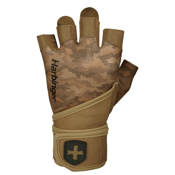 Harbinger Pro Wrist Wrap Weightlifting Gloves 2.0, Unisex Tan Camo Large
