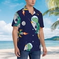 thumbnail image 2 of Lsque Astronaut Dinosaur and Space pattern Hawaiian Shirt for Men, Unisex Summer Beach Casual Short Sleeve Button Down Shirts-Small, 2 of 9