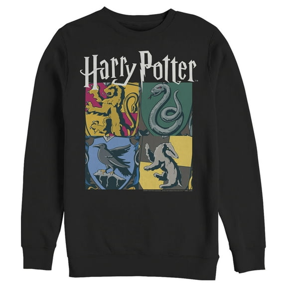 Men's Harry Potter Hogwarts Houses Vintage Collage Sweatshirt Black Small