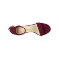 thumbnail image 4 of BLISSFUL STEP Women's Shoes Open Toe Mid Block Heel Ankle Strap Faux Suede Sandals Burgundy 9, 4 of 8
