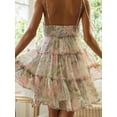 thumbnail image 6 of Women'S 2025 Summer Floral Mini Dress Bohemian Flowy Dress Short Sleeveless Ruffle Spaghetti Strap Dress Pink Green XL, 6 of 8