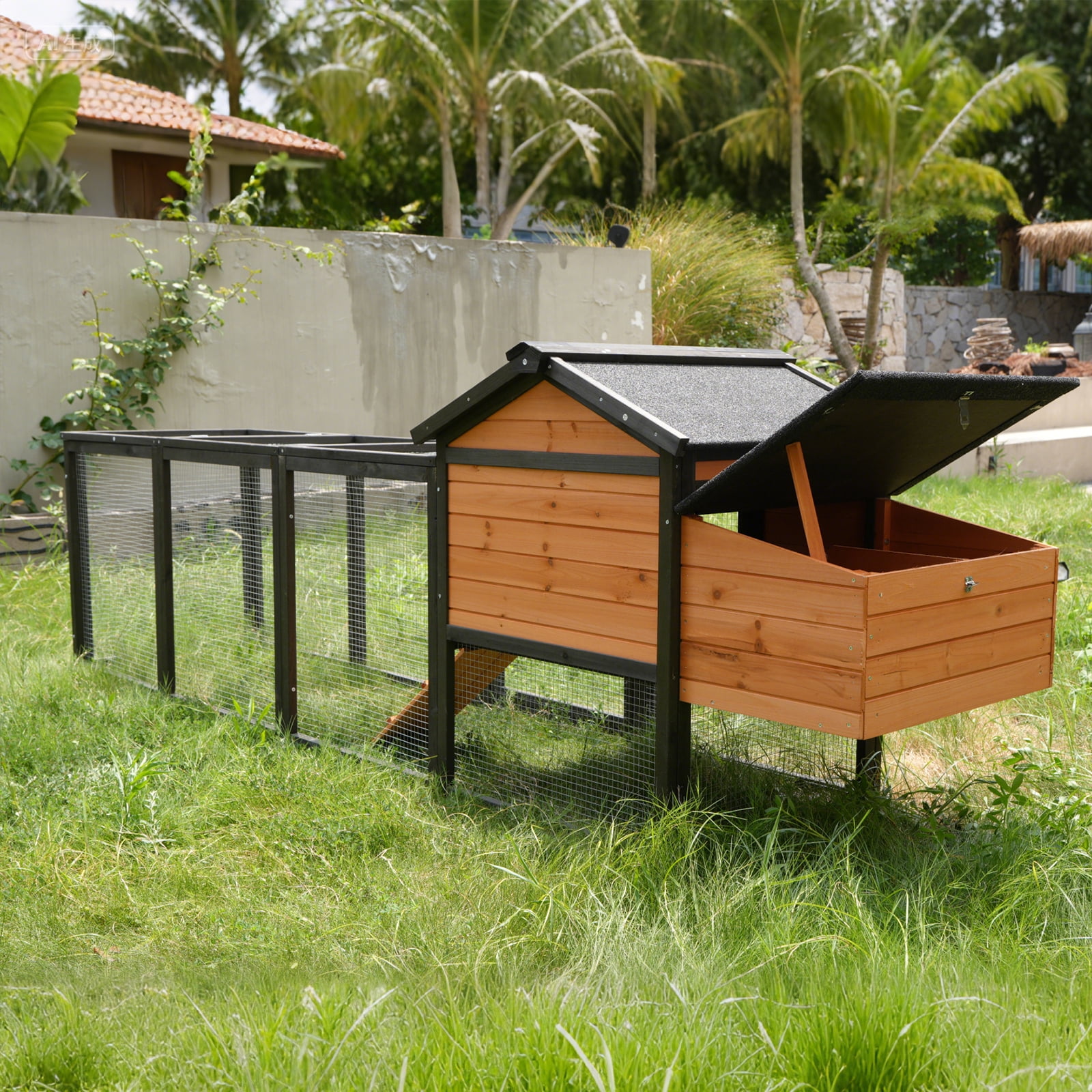 Wooden Chicken Coop, Large Outdoor Hen House with Nesting Box Poultry Cage, Rabbit Hutch Bunny Cage , Waterproof for Outdoor Backyard