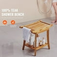 thumbnail image 6 of KFFKFF Teak Bath Seat, Dimensions: 22x14.4x18.5 inches, Features: Water-Resistant, Storage Shelf, Grip Handle, Stable Feet, Supports up to 300 lbs, Suitable for Both Indoor & Outdoor Bathroom Use, 6 of 9
