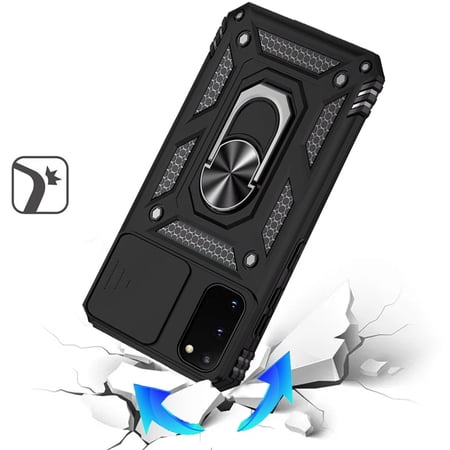 XPM for Samsung Galaxy S20 5G Phone Case, Hybrid Ring Shockproof with 360° Rotate Ring Kickstand, Camera Lens Protection, Soft Edge Bumper Cover for Galaxy S20 5G (6.2 inch) (Black)