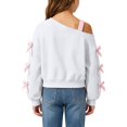thumbnail image 6 of BLVB Girls off the Shoulder Sweatshirt Cute Long Sleeve Crop Pullover Tops Bowknot Fall Fashion Clothes for Teen Girls(White,14-15 Years), 6 of 6