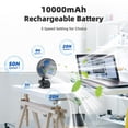 thumbnail image 2 of ATEngeus Ventilador USB 4 en 1, ventilador de clip de 8 pulgadas, ventilador de mesa recargable de 10000 mAh, ventilador con pilas de 5 velocidades, rotación automática de 45°/90°, 3 ajustes de tiempo, 2 of 5