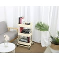 thumbnail image 2 of 3-Tier Metal Mesh Utility Rolling Cart Storage Organization Cart with Wheels, Beige, 2 of 8
