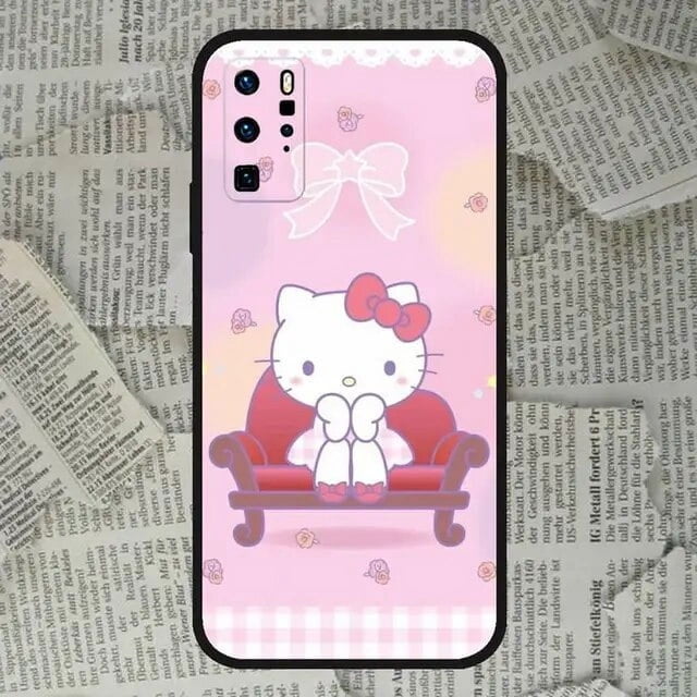 Sanrio Hello Kitty Phone Case For OPPO Find X5 X3 X2 A93 Reno 4 3 Pro A94 A75 A74 A72 A53 A52 Black Soft Silicone Case ZR