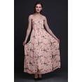 thumbnail image 3 of Bimba Robe à Bretelles Spaghetti Smockée Fluide Imprimée Feuilles Sèches & Chardonneret Américain pour Femmes-TTTG Rose, 3 of 7