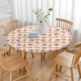 thumbnail image 3 of Beige Cow Checker Pattern Round Fitted Tablecloth with Elastic Edge,Dining Table Cover Waterproof,Outdoor Round Tablecloth for Camping,Dining,Indoor and Outdoor, 3 of 7