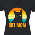 thumbnail image 4 of Inktastic Mother's Day Cat Mom Black Cat Sunset Women's V-Neck T-Shirt, 4 of 5