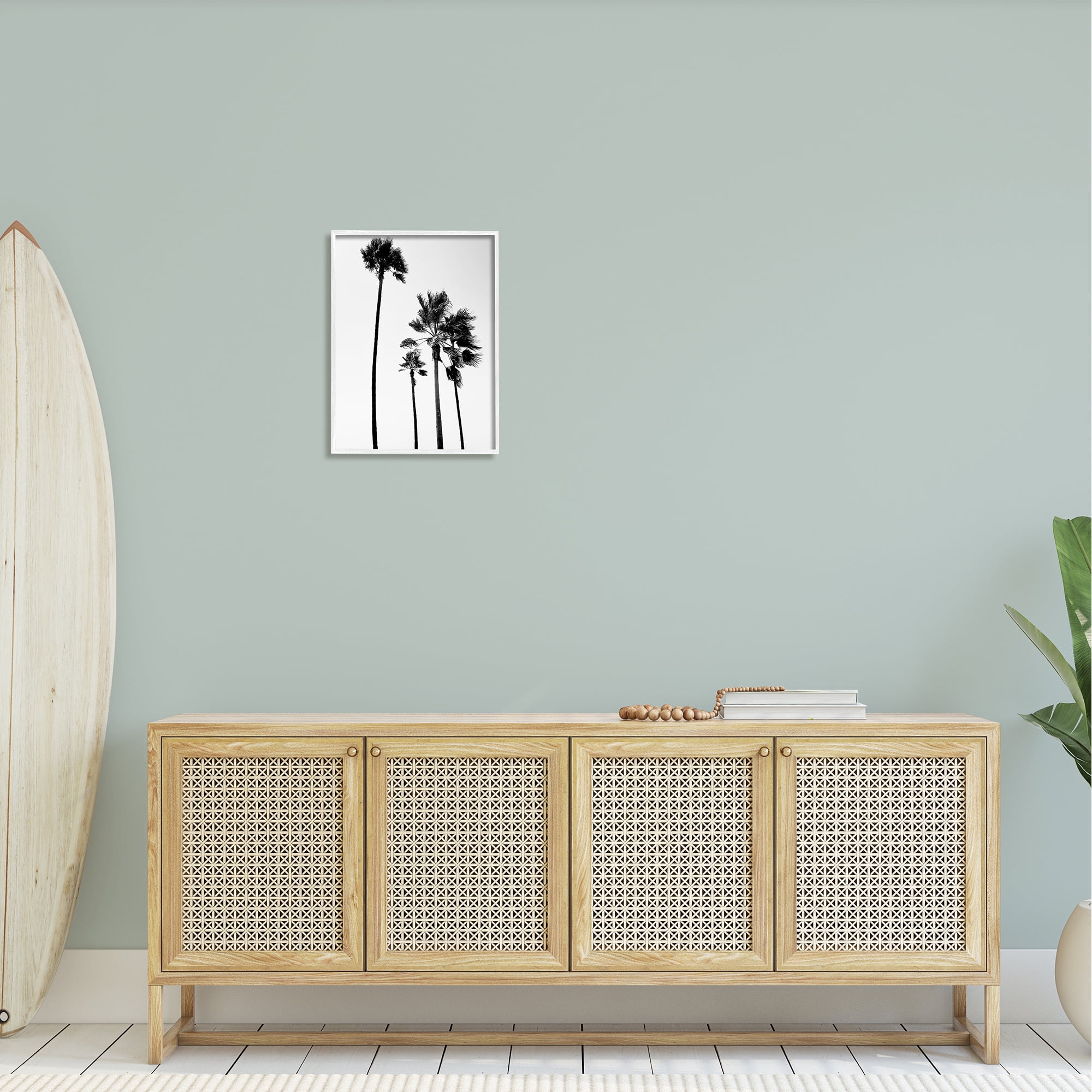 Stupell Industries Looming Palm Trees Clear Summer Sky Photography Photograph White Framed Art Print Wall Art, Design by Amelia Myers