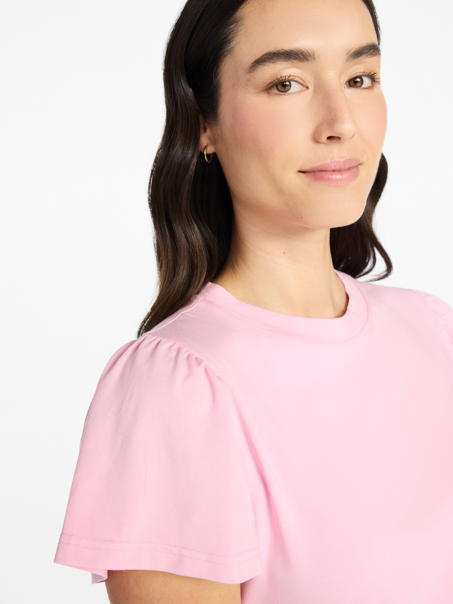Time and Tru Women's Crewneck Top with Short Flutter Sleeves, Sizes XS-XXXL