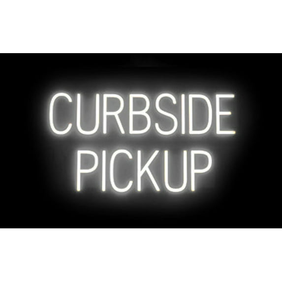 SpellBrite CURBSIDE PICKUP LED Sign for Business. 30.1" x 15.0" White CURBSIDE PICKUP Sign Has Neon Sign Look With Energy Efficient LED Light Source. Visible from 500+ Feet, 8 Animation Settings.