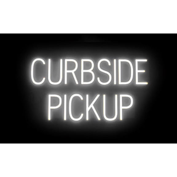 SpellBrite CURBSIDE PICKUP LED Sign for Business. 30.1" x 15.0" White CURBSIDE PICKUP Sign Has Neon Sign Look With Energy Efficient LED Light Source. Visible from 500+ Feet, 8 Animation Settings.