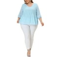 thumbnail image 2 of MODA NOVA Juniors' Plus Size Chiffon Tops Babydoll Long Sleeve Swiss Dots Blouses, 2 of 5