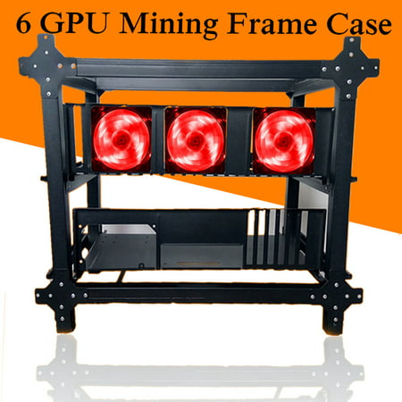 Open Air Mining Miner Rig Frame Case + Switch For 6 GPU Crypto Currency Coin Mining Rigs