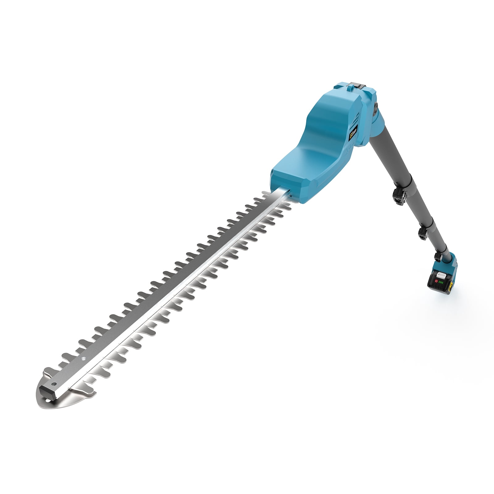 Gisam 21V MAX Brushless Pole Hedge Trimmer Cordless, 20.5" Dual-Action Blade, 180° Adjustable Head Electric Bush Trimmer, 2×4000mAh Batteries, up to 14.9FT Reach Battery Powered Hedge Trimmers for Sh