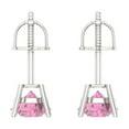 thumbnail image 4 of Clara Pucci 2Ct Pink Round Cut VVS1 Screw Back Stud 18k Solid hypoallergenic Gold Designer Earrings For April, 4 of 7