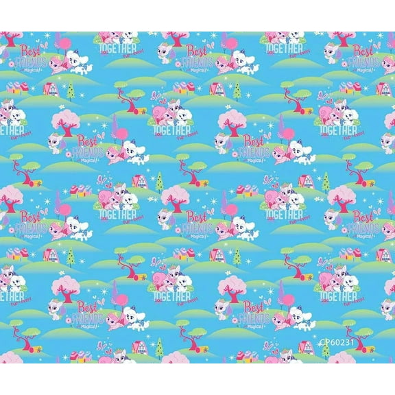 Springs Creative Disney Palace Best Friends Are Magical on blue 100% Cotton Fabric sold by the yard