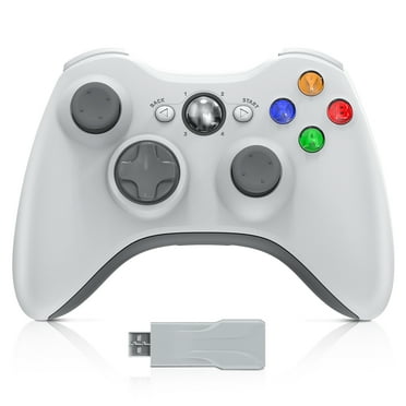 Wireless Controller for Xbox 360, 2.4GHZ Game Controller for 360 with Dual Vibration Turbo Compatible with Xbox 360/360 Slim and PC Windows 7,8,10 - White