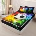 thumbnail image 2 of Castle Fairy Sport Soccer Zipper Twin Comforter Sets with Fitted Sheet and 2 Pillowcases, Rainbow Splatter Pattern Zipper Bedding Set, Black Red Green,4-Piece,Black Reversible, 2 of 6
