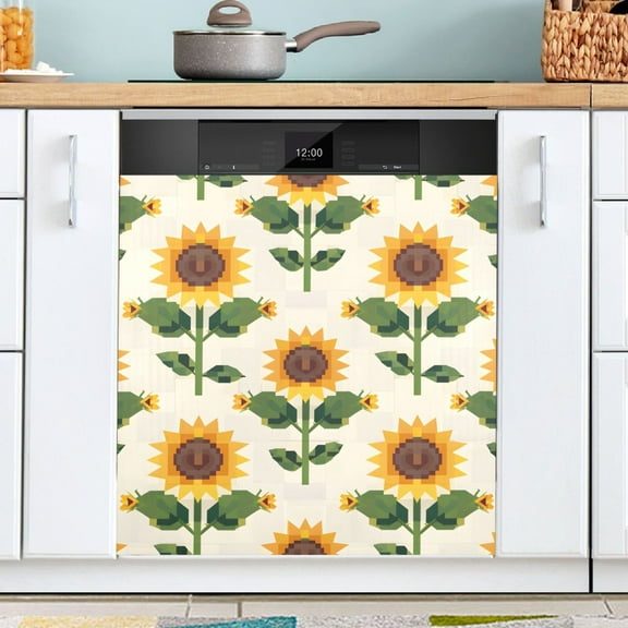 Ryvnso Sunflower Blooming Dishwasher Magnetic Refrigerator Magnet Cover Kitchen Home Decorative 23"x26"
