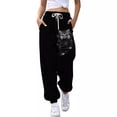 thumbnail image 4 of Pantalones de moda casual de doble combinación, pantalones de corsé, pantalones con estampado de gato en 3D de cuerpo completo, 4 of 5