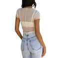 thumbnail image 2 of Coduop Women Sheer Mesh Short Sleeve See Through Crop Tops Cover Up Shirt Cropped Basic Tee Tops, 2 of 3