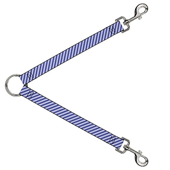 Buckle-Down Leash Splitter - Diagonal Stripes Pastel Blues - 1" Wide - 30" Length