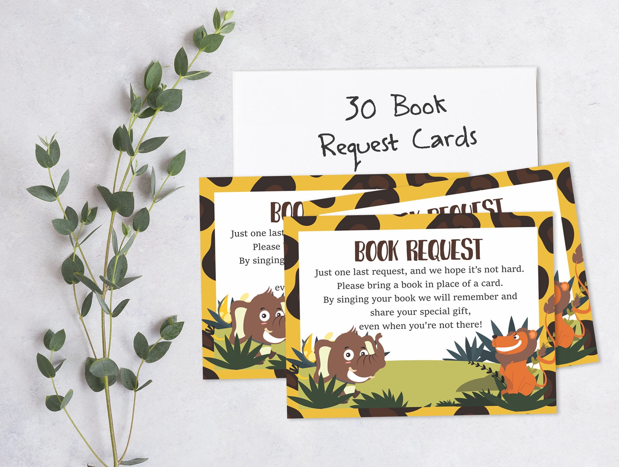 Inkdotpot 30Jungle Animals Gender Neutral Baby Shower Book Request Cards Bring A Book Instead Of A Card Baby Shower Invitations Inserts Games