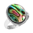 thumbnail image 1 of 925 Silver Ring For Women - Teens Multicolor Real Abalone Shell Stone Silver Ring Size 12 Simple Silver Ring Size 12 Gift For Mom On Friendship Day 925 Gemstone Silver Jewelry, 1 of 6